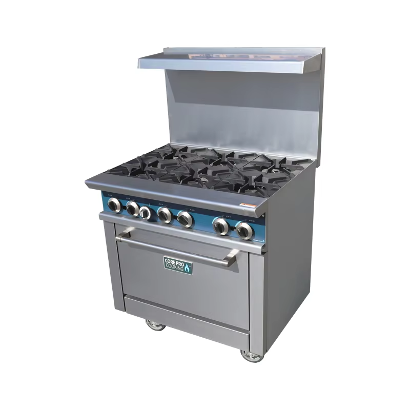 Range Commercial Kitchen - Commerciële keukenapparatuur Vrijstaande roestvrijstalen 6-branders kookbereiken