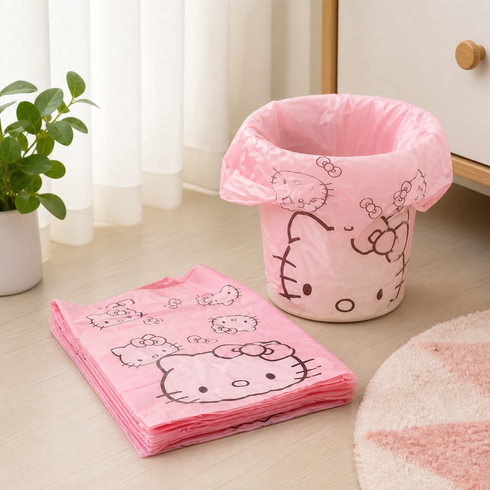 Commercial Kitchen Bin - Roze Cartoon Kat Bedrukte Vest Afvalzakken