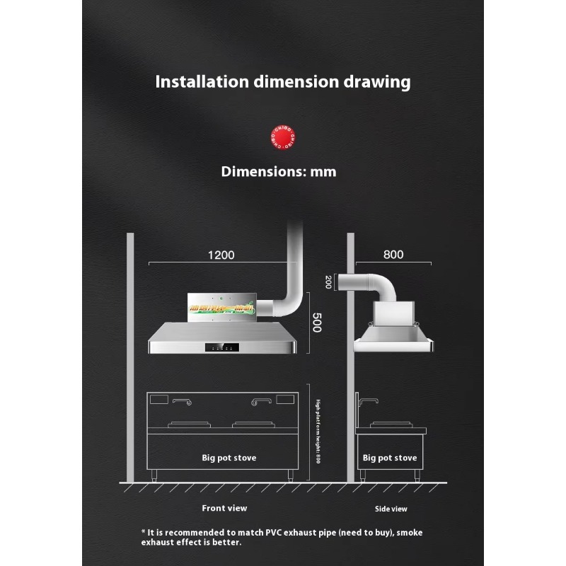 Commercial Kitchen Hoods - Centrale keuken afzuigkap van roestvrij staal,