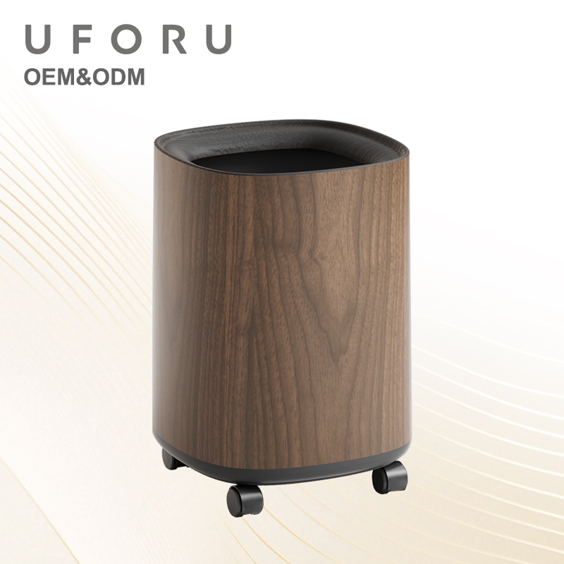 Commercial Kitchen Bin - UFORU Moderne Afvalbak met Houtnerfdesign, Grote