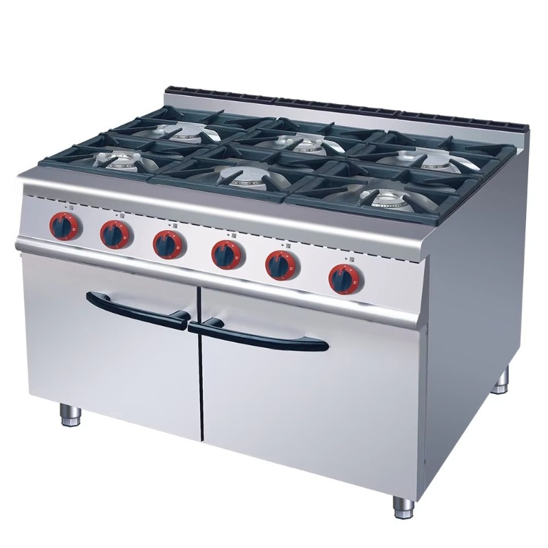 Range Commercial Kitchen - Standaard 6-pits commerciële gasfornuis met gasoven,